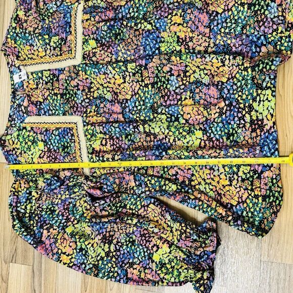 It’s Women's Plus 2XL Multicolor Blouse Ballon Sleeves Abstract Colorful Scoop - Picture 9 of 14